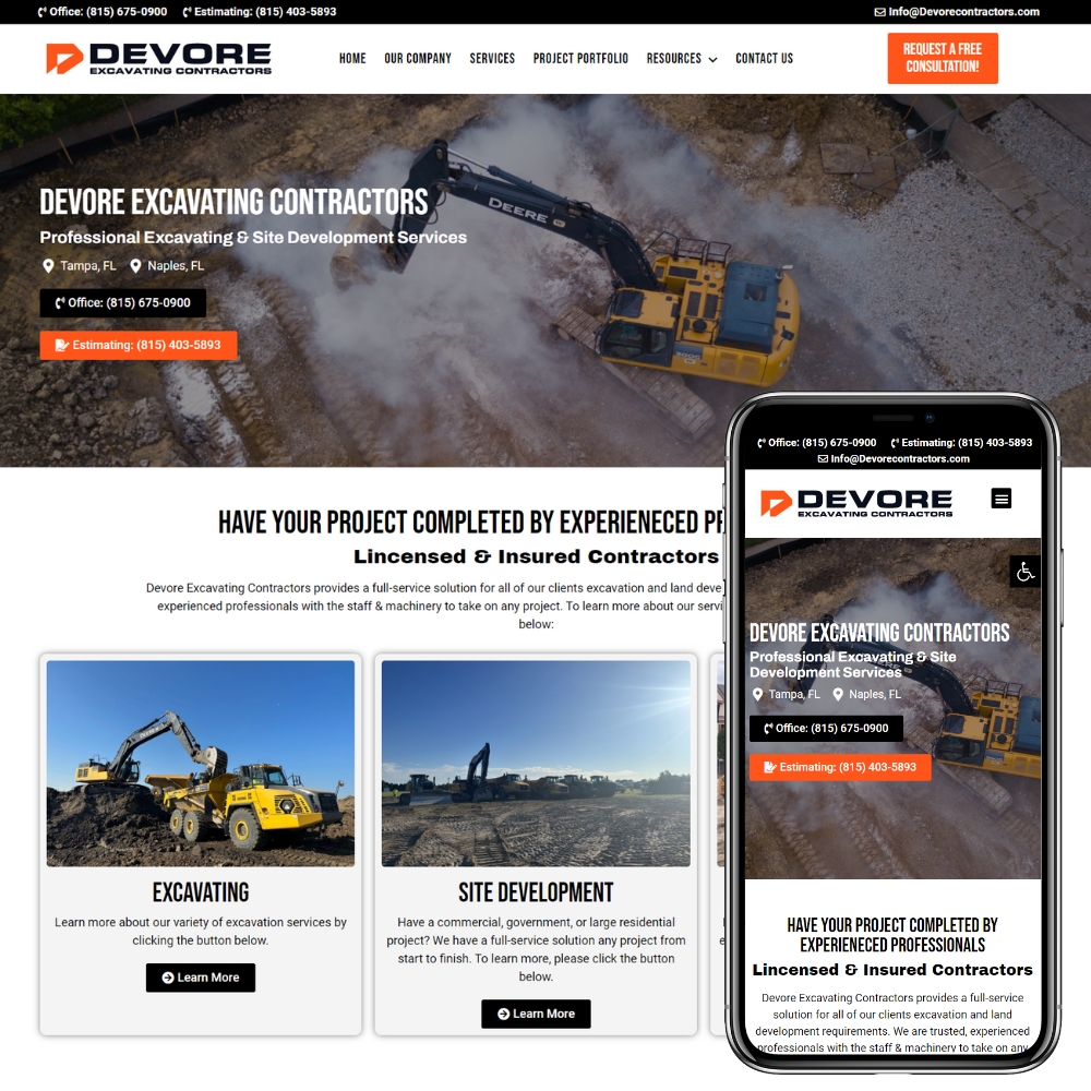 a land clearing and excavation website created by The King of Marketing